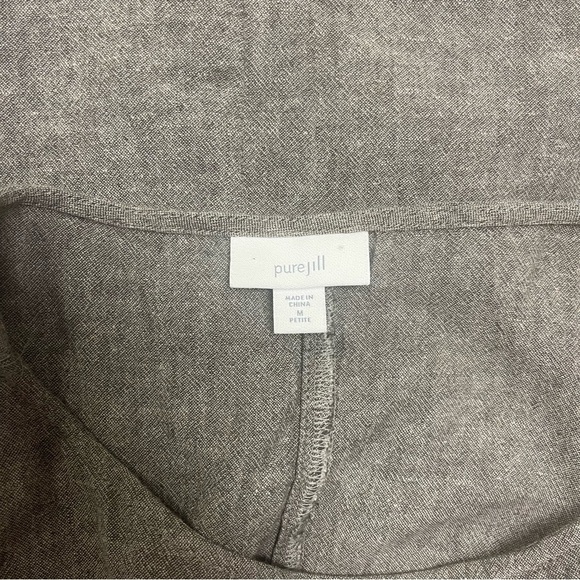 J Jill Linen Dress Size Medium Petite Grey Taupe Midi Asymmetrical Flowy Neutral - Picture 7 of 8